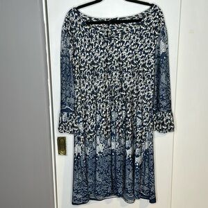 REBORN 3XL, abstract, balloon sleeves, boat neck, v-neck, breathable, midi dress